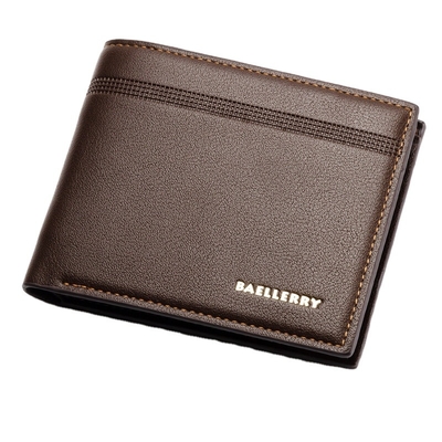 New Style Men's Card Holder Leather Wallet Lychee Card Shorts European Business Waterproof Multi Wallet